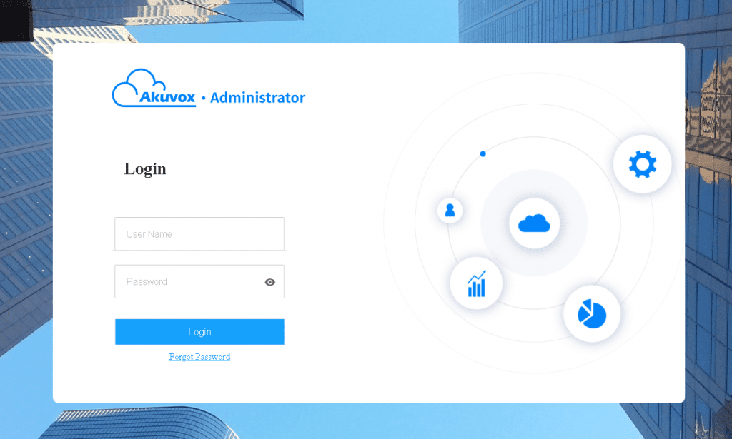 Akuvox control de acceso pantalla inicio de sesion login